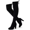 image:imageWomens Suede Thigh High Over the Knee Boots with Block Heel  Above knee heeled silhouette Tall shaft Long boot shape Inside zipper 35 in heel Skirt and jeans styling ConcertsBlack