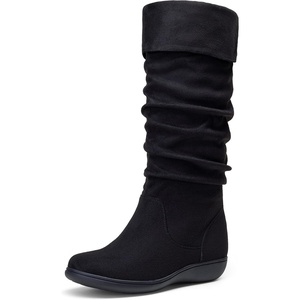 image:imageVepose Womens Flat Knee High Boots with Slouch Shaft 942Slouch Suede Boots942black