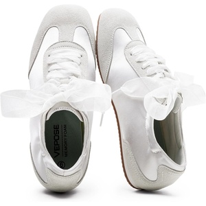 image:imageVepose Womens Square Toe Ballet Sneakers Dressy Satin LaceUp TrainersGrey