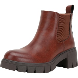 image:imageVepose Womens Chunky Platform Chelsea Ankle Boots Slip On DesignCognacclassic936