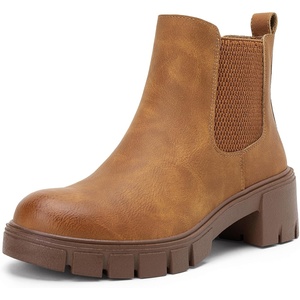 image:imageVepose Womens Chunky Platform Chelsea Ankle Boots Slip On DesignYellow Brownclassic936