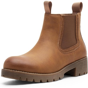image:imageVepose Womens Chelsea Ankle Boots Low Block Heel Booties 9500Brown