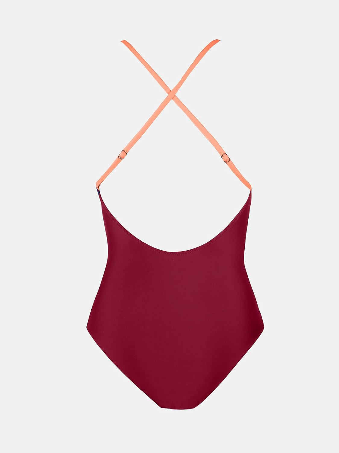imageCUPSHE One Piece Swimsuit for Women Bathing Suits Deep V Neck Crisscross Back Color BlockCoral Pink
