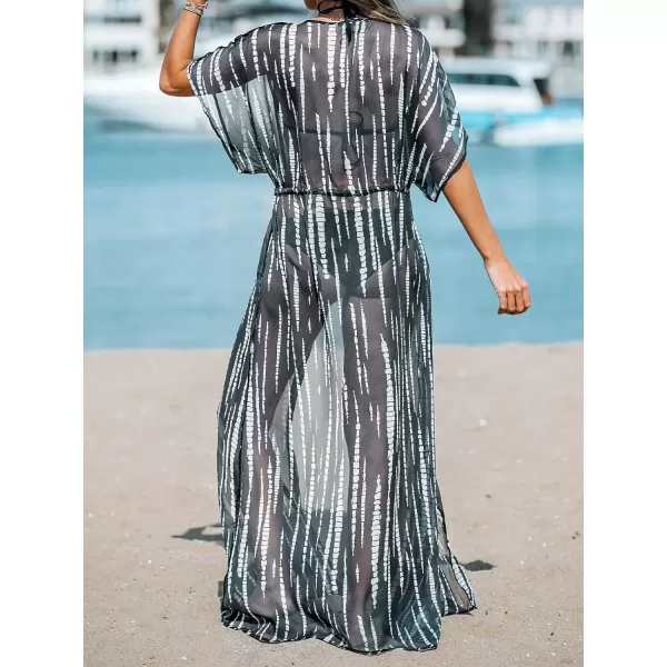 imageCUPSHE Beach Cover Ups for Women 2024 Kimono Bathing Suit Coverups Cardigan Self Tie DressesBlack