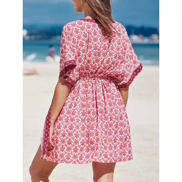imageCUPSHE Beach Cover Ups for Women 2024 Kimono Bathing Suit Coverups Cardigan Self Tie DressesBoho Pink