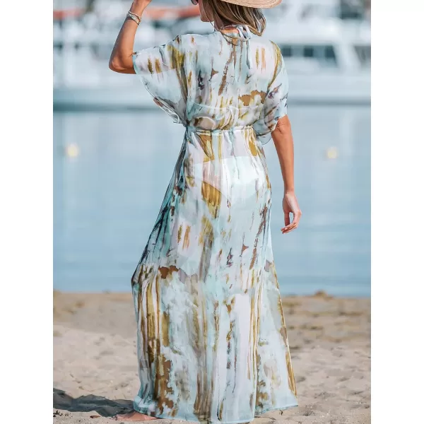 imageCUPSHE Beach Cover Ups for Women 2024 Kimono Bathing Suit Coverups Cardigan Self Tie DressesTeal