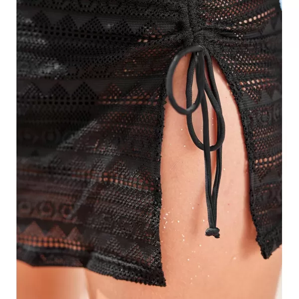 imageCUPSHE Bikini Bottom for Women High Waisted Drawstring Lace High Cut Bottom SkirtBlack