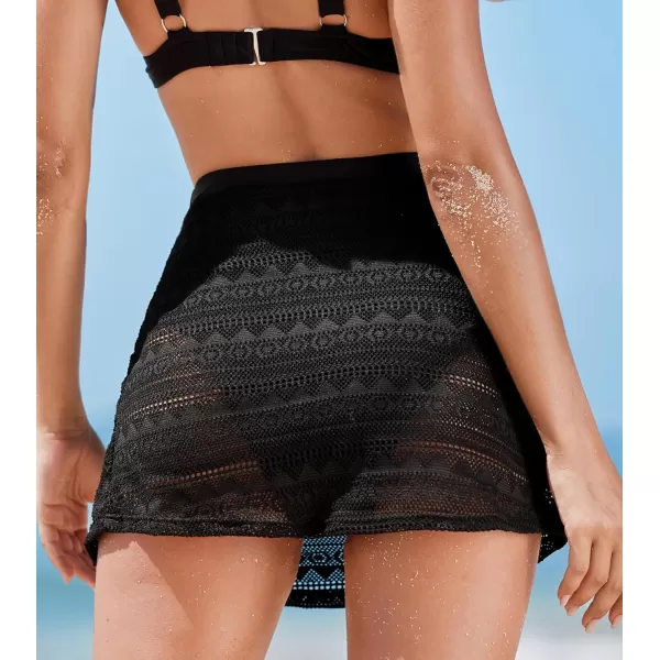 imageCUPSHE Bikini Bottom for Women High Waisted Drawstring Lace High Cut Bottom SkirtBlack