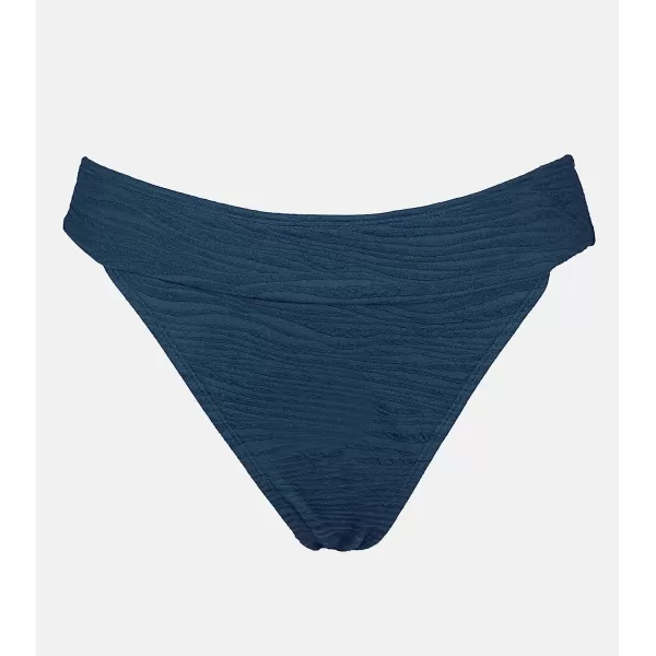 imageCUPSHE Bikini Bottom for Women Swimsuit Mid Rise High Cut Tummy Control Banded Bathing Suit Zebra TextureDark Blue