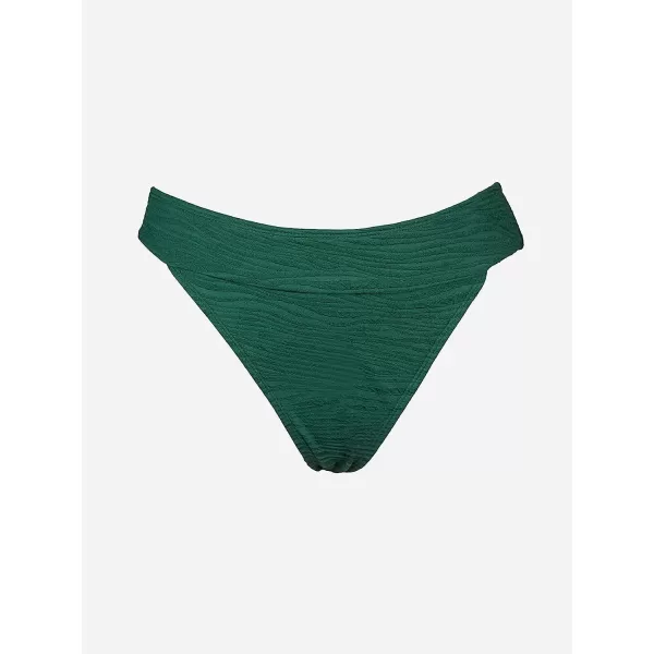 imageCUPSHE Bikini Bottom for Women Swimsuit Mid Rise High Cut Tummy Control Banded Bathing Suit Zebra TextureEmerald Green