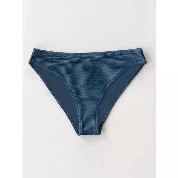 imageCUPSHE Bikini Bottom for Women Swimsuit Ribbed Low Waisted Mid Cut Cheeky Bathing SuitNavy