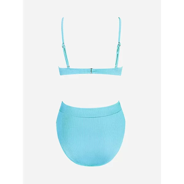 imageCUPSHE Bikini Set for Women Two Piece Swimsuits High Waisted Adjustable Spaghetti Straps Back Hook BacklessCerulean Blue