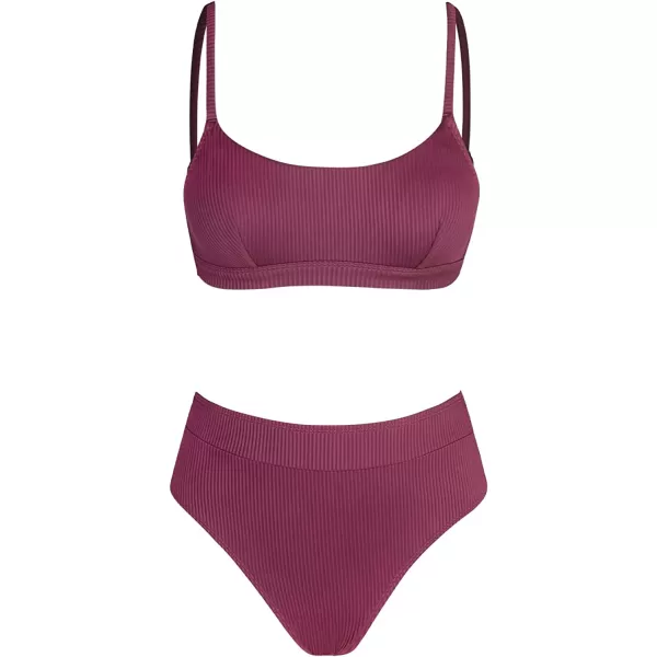 imageCUPSHE Bikini Set for Women Two Piece Swimsuits High Waisted Adjustable Spaghetti Straps Back Hook BacklessJam Purple