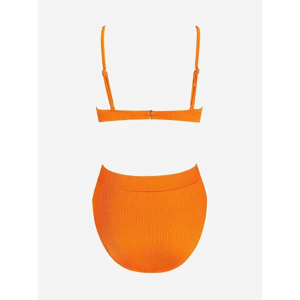 imageCUPSHE Bikini Set for Women Two Piece Swimsuits High Waisted Adjustable Spaghetti Straps Back Hook BacklessOrange