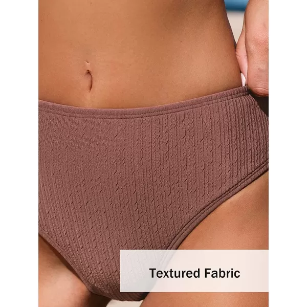 imageCUPSHE Bikini Set for Women Two Piece Swimsuits Triangle Top Mid Rise Crisscross Back Tie Cutout Spaghetti StrapsCoffee Brown
