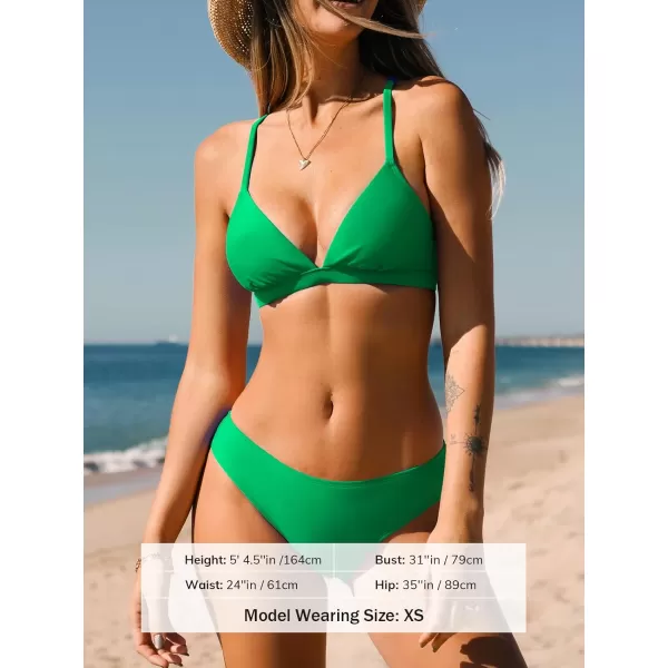 imageCUPSHE Bikini Set for Women Two Piece Swimsuits V Neck Low Rise Crisscross Back Self Tie Spaghetti StrapsLime Green