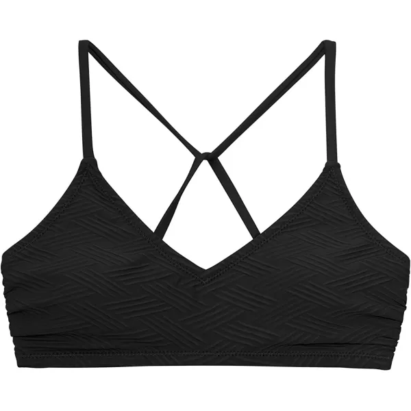 imageCUPSHE Bikini Top for Women Bathing Suit Criss Cross Self Tie Spaghetti Straps V NeckBlack