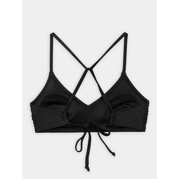 imageCUPSHE Bikini Top for Women Bathing Suit Criss Cross Self Tie Spaghetti Straps V NeckBlack