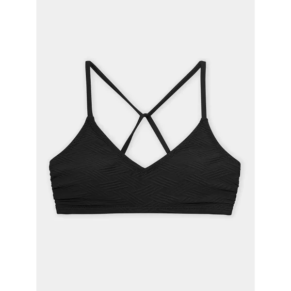 imageCUPSHE Bikini Top for Women Bathing Suit Criss Cross Self Tie Spaghetti Straps V NeckBlack