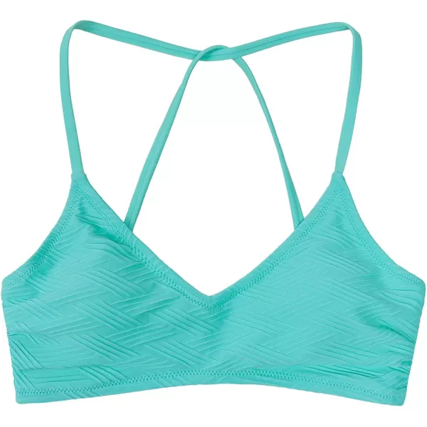 imageCUPSHE Bikini Top for Women Bathing Suit Criss Cross Self Tie Spaghetti Straps V NeckBlue