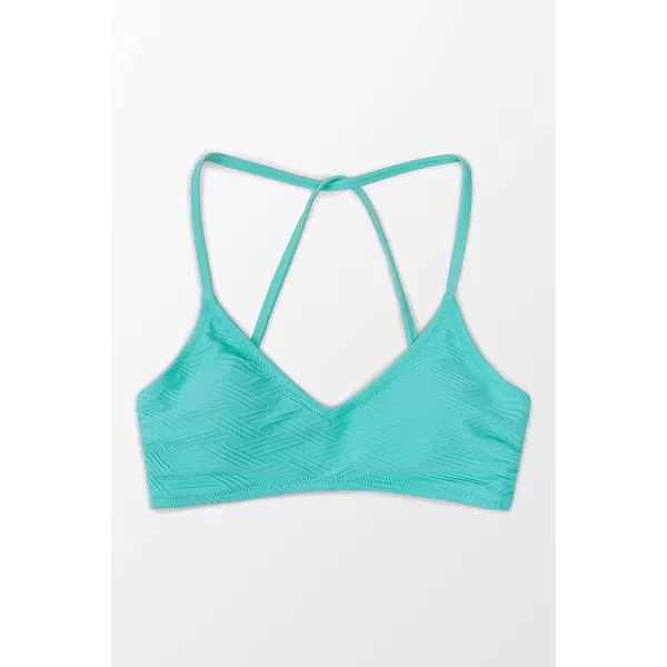 imageCUPSHE Bikini Top for Women Bathing Suit Criss Cross Self Tie Spaghetti Straps V NeckBlue