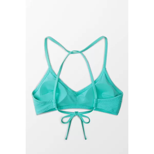 imageCUPSHE Bikini Top for Women Bathing Suit Criss Cross Self Tie Spaghetti Straps V NeckBlue