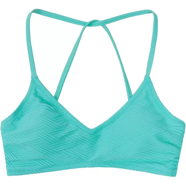 imageCUPSHE Bikini Top for Women Bathing Suit Criss Cross Self Tie Spaghetti Straps V NeckBlue