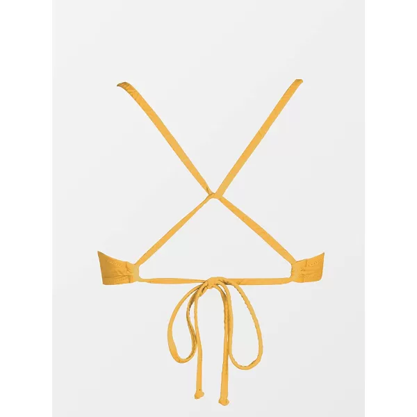 imageCUPSHE Bikini Top for Women Bathing Suit Criss Cross Self Tie Spaghetti Straps V NeckGinger Yellow