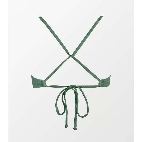 imageCUPSHE Bikini Top for Women Bathing Suit Criss Cross Self Tie Spaghetti Straps V NeckMoss Green