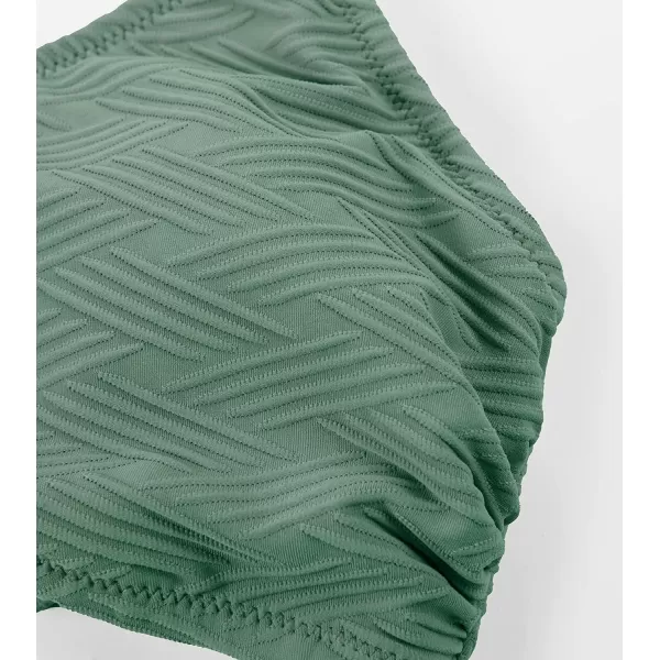 imageCUPSHE Bikini Top for Women Bathing Suit Criss Cross Self Tie Spaghetti Straps V NeckMoss Green