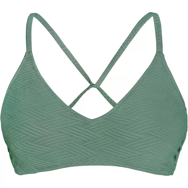 imageCUPSHE Bikini Top for Women Bathing Suit Criss Cross Self Tie Spaghetti Straps V NeckMoss Green