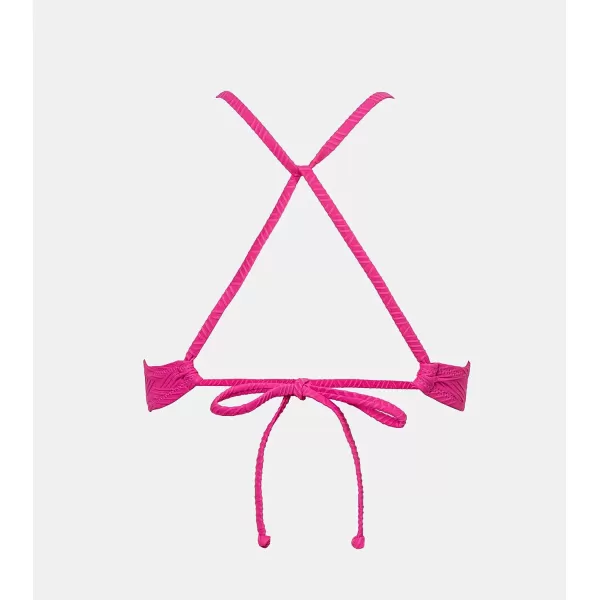 imageCUPSHE Bikini Top for Women Bathing Suit Criss Cross Self Tie Spaghetti Straps V NeckNeon Pink