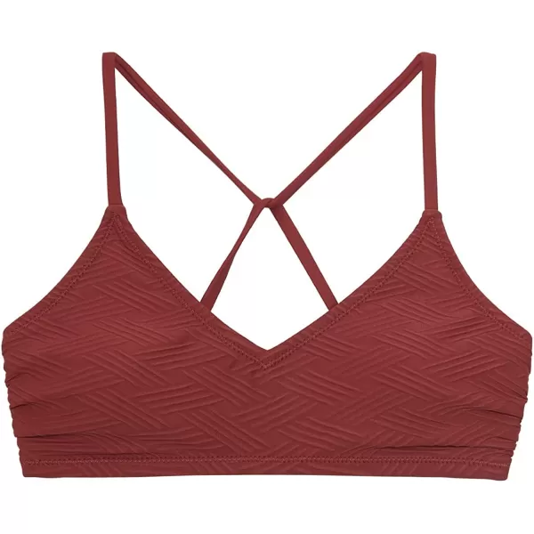 imageCUPSHE Bikini Top for Women Bathing Suit Criss Cross Self Tie Spaghetti Straps V NeckRed