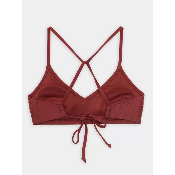 imageCUPSHE Bikini Top for Women Bathing Suit Criss Cross Self Tie Spaghetti Straps V NeckRed