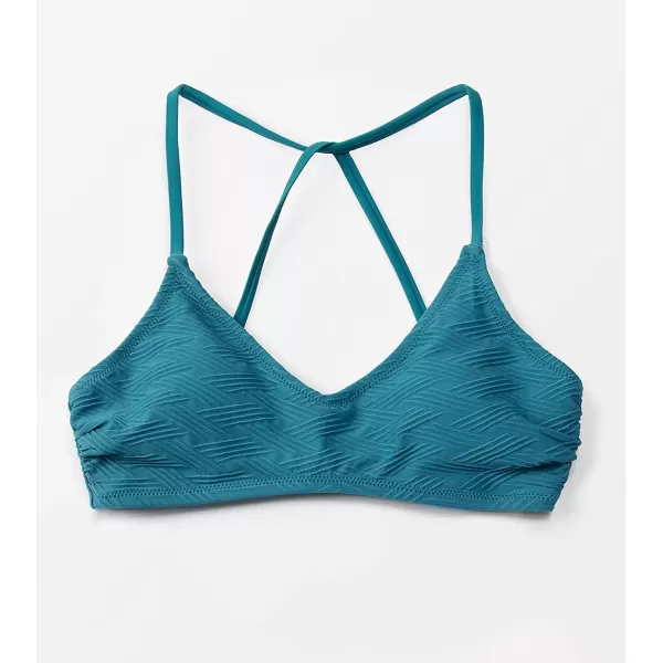 imageCUPSHE Bikini Top for Women Bathing Suit Criss Cross Self Tie Spaghetti Straps V NeckTeal