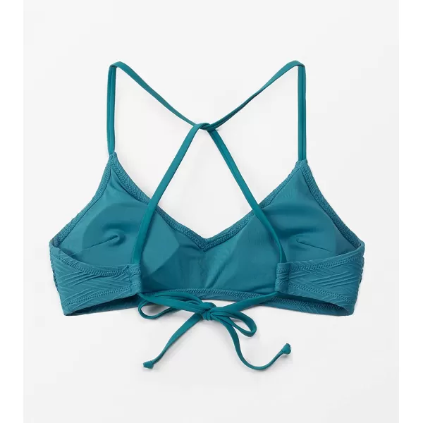 imageCUPSHE Bikini Top for Women Bathing Suit Criss Cross Self Tie Spaghetti Straps V NeckTeal
