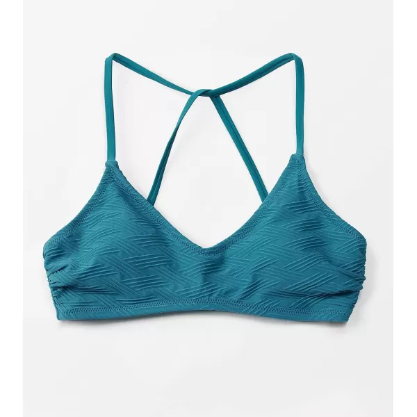 imageCUPSHE Bikini Top for Women Bathing Suit Criss Cross Self Tie Spaghetti Straps V NeckTeal