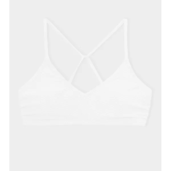 imageCUPSHE Bikini Top for Women Bathing Suit Criss Cross Self Tie Spaghetti Straps V NeckWhite