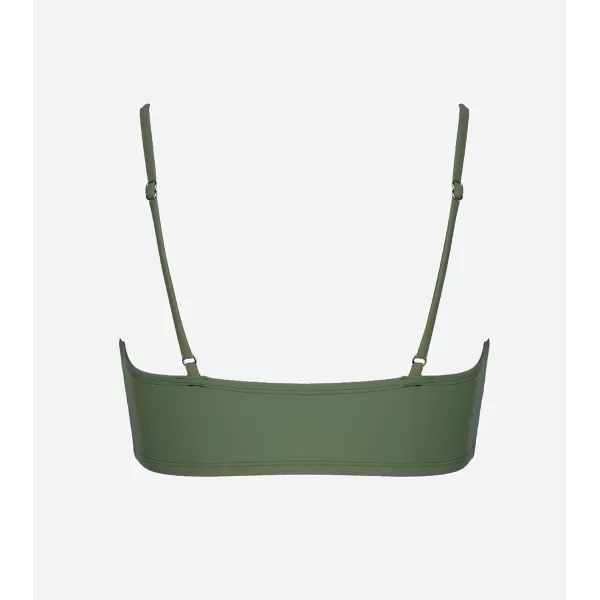 imageCUPSHE Bikini Top for Women Bathing Suit V Neck Adjustable Spaghetti Straps Twist FrontDark Green