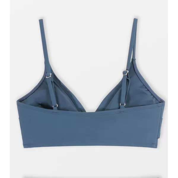 imageCUPSHE Bikini Top for Women Bathing Suit V Neck Adjustable Spaghetti Straps Twist FrontMarble Blue