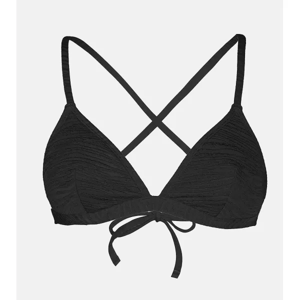 imageCUPSHE Bikini Top for Women Triangle Swimsuit Top V Neck Crisscross Self Tie Bathing Suit Zebra TextureBlack