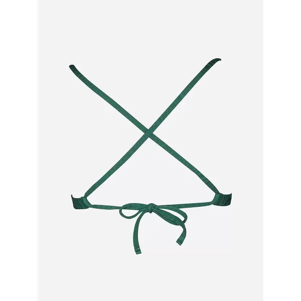 imageCUPSHE Bikini Top for Women Triangle Swimsuit Top V Neck Crisscross Self Tie Bathing Suit Zebra TextureEmerald Green