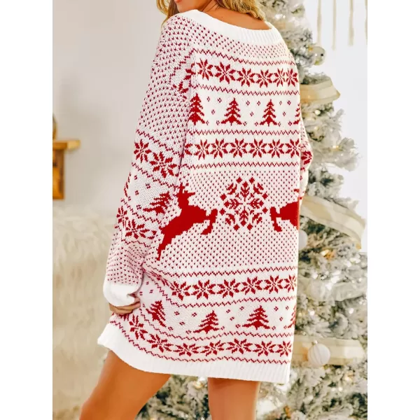 imageCUPSHE Christmas Sweater Dress for Women Santa Dropped Shoulders Chic DressRed