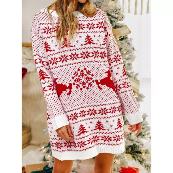 imageCUPSHE Christmas Sweater Dress for Women Santa Dropped Shoulders Chic DressRed