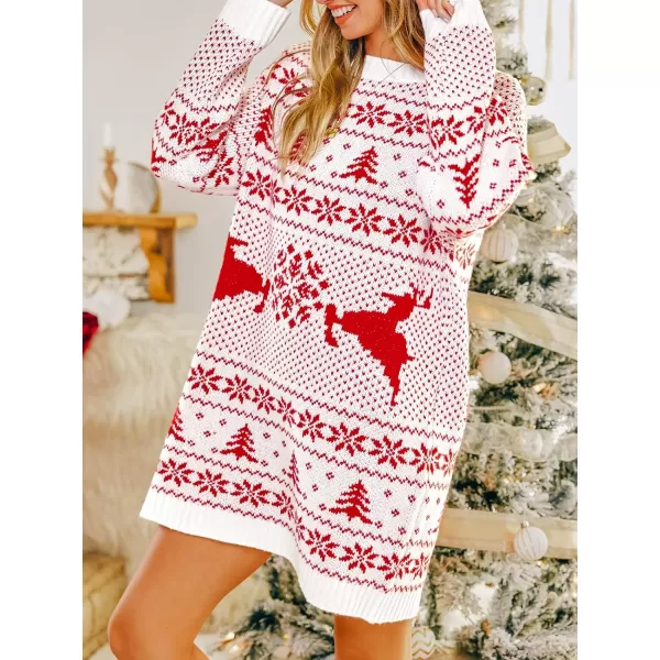 imageCUPSHE Christmas Sweater Dress for Women Santa Dropped Shoulders Chic DressRed
