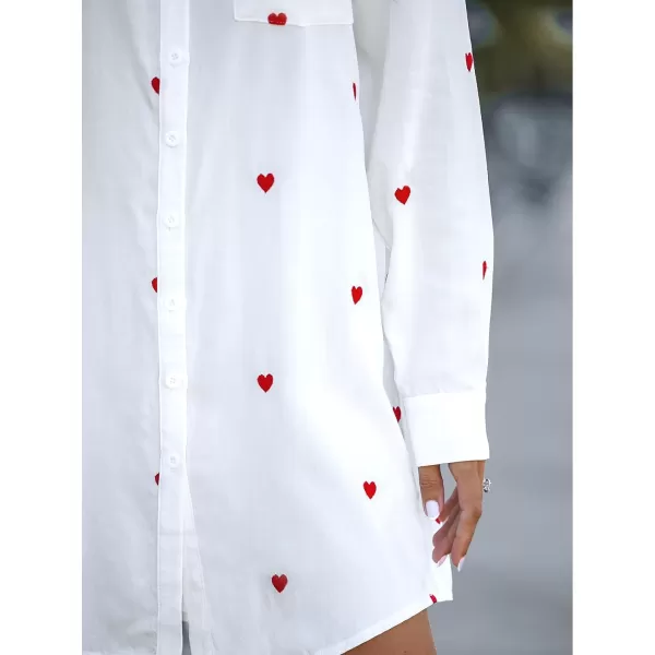 imageCUPSHE Dress Button Down Shirt Dress Long Sleeve Blouse Top Leopard PrintWhite Heart