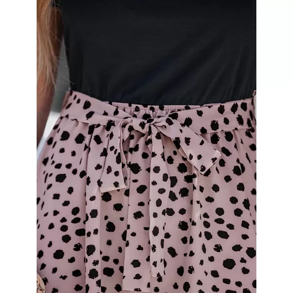 imageCUPSHE Geo Print Belted Combo Dress Short Sleeves Crew Neck Dresses Casual SummerNavy