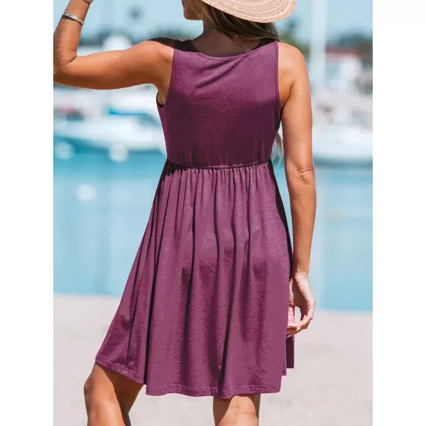 imageCUPSHE Heathered Knit Skater Dress Sleeveless Scoop Neck Mini Dresses Casual SummerPurple