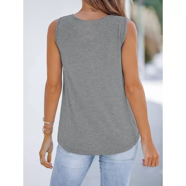 imageCUPSHE Heathered Knit WrapFront Tank Top Sleeveless V Neck Shorts CasualGrey