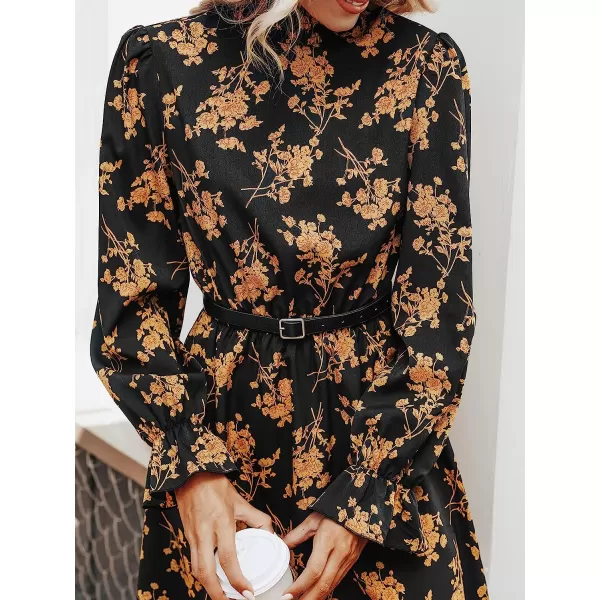 imageCUPSHE Leopard Mini Dresses for Women Aline Long Sleeves Fall Tiered Flowying DressYellow